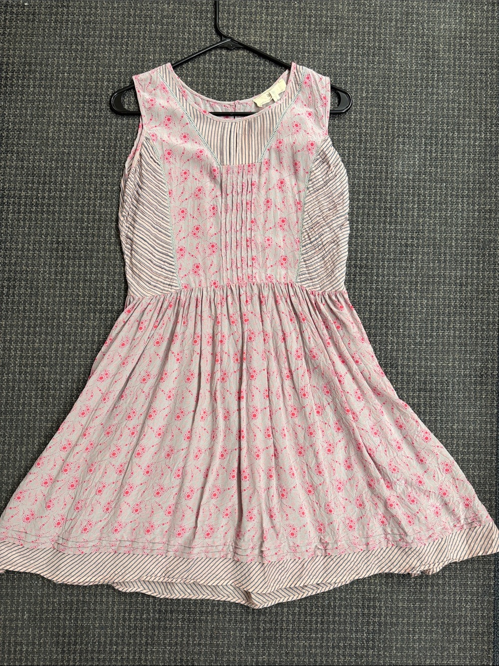 Athé Light Pink Floral Midi Dress with Pintuck Detail